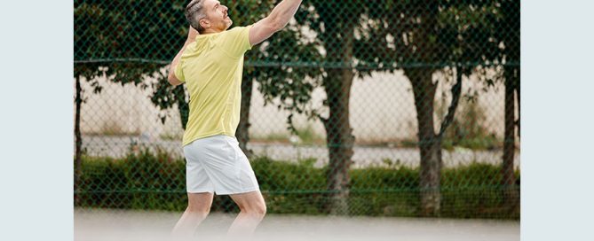 Lets begin. Full length shot of a handsome mature male tennis player